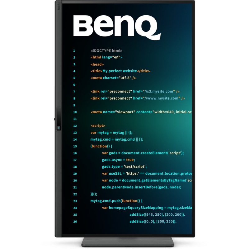 TFT 27" BenQ RD270Q, IPS, 2K QHD, 144Hz, HDMI, DP, USB-C, HAS, Pivot, колонки, чорний