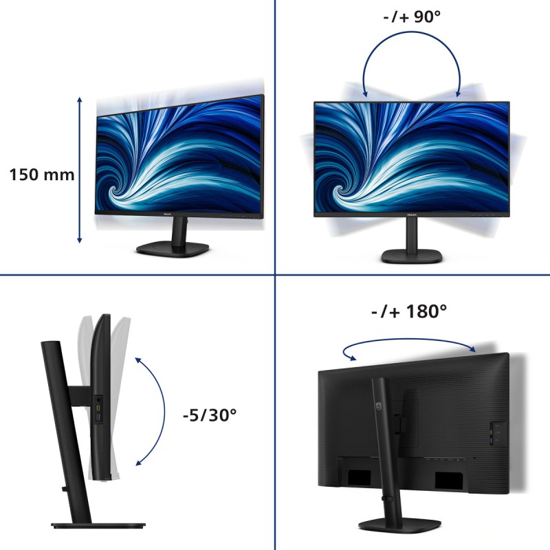 TFT 27" Philips 27B2U3601, QHD, IPS, 120Гц, HDMI, DP, USB-C, RJ-45, USB-hub, HAS,Pivot, кол., чорний TFT 27" Philips 27B2U3601, QHD, IPS, 120Гц, HDMI, DP, USB-C, RJ-45, USB-hub, HAS,Pivot, кол., чорний