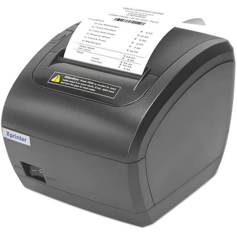 Принтер чеків Xprinter XP-Q838L (термодрук, 230мм/с, стрічка 80мм, USB+Lan,RJ12, авторізак, чорний)
