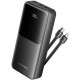 УМБ Vention 20000mAh 22.5W PD, Micro-USB/USB-C/2xUSB-A, built-in USB-C+Lightning Cables Black