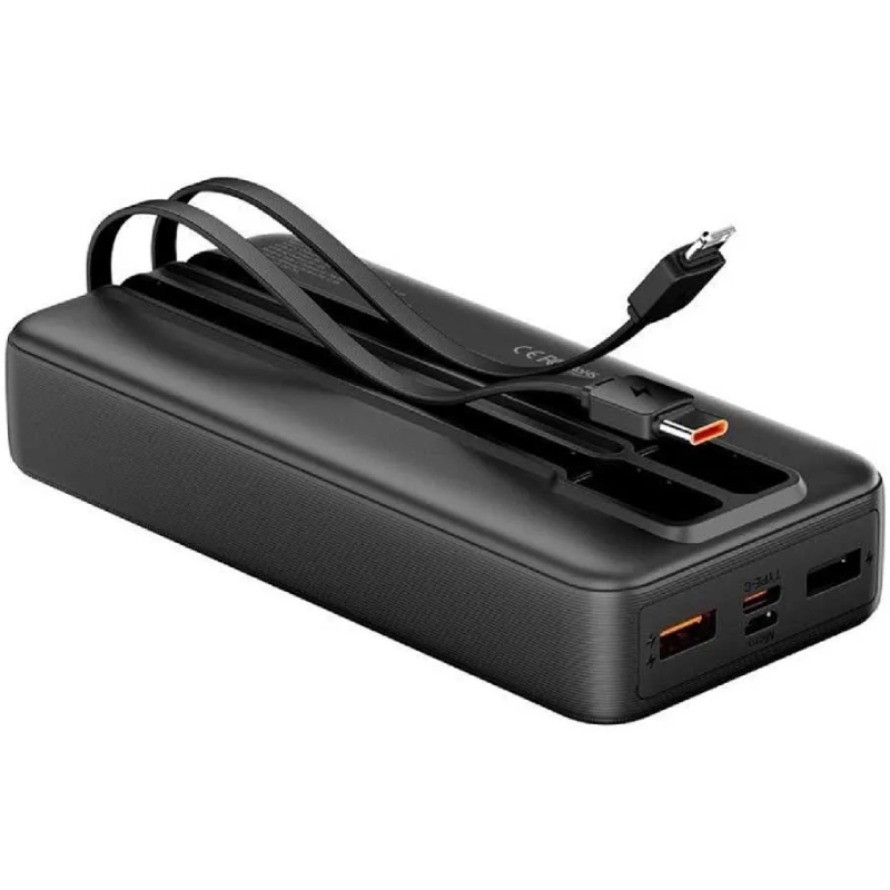 УМБ Vention 20000mAh 22.5W PD, Micro-USB/USB-C/2xUSB-A, built-in USB-C+Lightning Cables Black