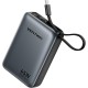 УМБ Vention 20000mAh 45W PD3.1, USB-A, USB-C In/Out, with Built-in USB-C cable Gray