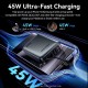 УМБ Vention 20000mAh 45W PD3.1, USB-A, USB-C In/Out, with Built-in USB-C cable Gray