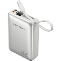 УМБ Vention 20000mAh 45W PD3.1, USB-A, USB-C In/Out, with Built-in USB-C cable Beige УМБ Vention 20000mAh 45W PD3.1, USB-A, USB-C In/Out, with Built-in USB-C cable Beige