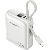 УМБ Vention 10000mAh 35W PD,Fast Charging,USB-C In/Out , built-in USB-C Cable,LED Display, Beige