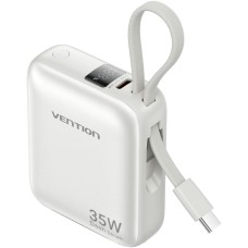 УМБ Vention 10000mAh 35W PD,Fast Charging,USB-C In/Out , built-in USB-C Cable,LED Display, Beige