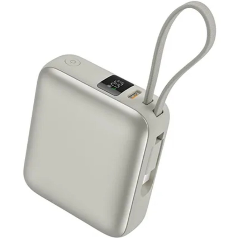 УМБ Vention 10000mAh 35W PD,Fast Charging,USB-C In/Out , built-in USB-C Cable,LED Display, Beige УМБ Vention 10000mAh 35W PD,Fast Charging,USB-C In/Out , built-in USB-C Cable,LED Display, Beige