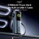 УМБ Vention 27000mAh 200W PD3.1, USB-A, USB-C In/Out, with Built-in USB-C Cable, TFT Display, Gray УМБ Vention 27000mAh 200W PD3.1, USB-A, USB-C In/Out, with Built-in USB-C Cable, TFT Display, Gray