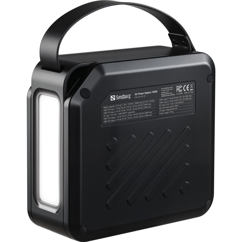 УМБ Sandberg 72000mAh 268W, DC9,6–12,6v, 2xUSB-A, 2xUSB-C 100w In/Out, LMFP, ліхтарик 6Вт