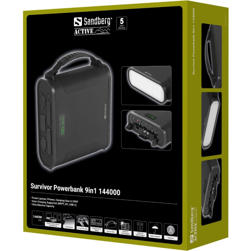 УМБ Sandberg 144000mAh Survivor 460.8 Вт/год, DC12-24В, 2xUSB-C, 2xUSB-A, 2xCar Lighter, MTTP УМБ Sandberg 144000mAh Survivor 460.8 Вт/год, DC12-24В, 2xUSB-C, 2xUSB-A, 2xCar Lighter, MTTP