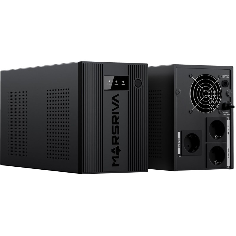 ДБЖ Marsriva MR-UF3000, 3000ВА/1800Вт, Line-Interactive, LED version, 2хSchuko, 4*12V/9Ah, metal