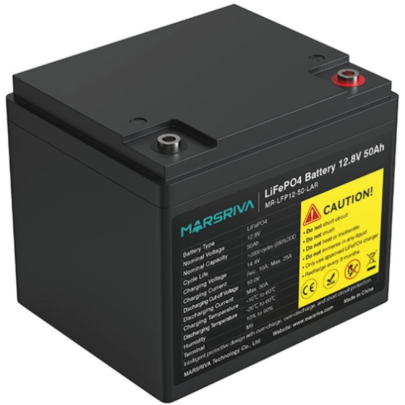 Акумуляторна батарея Marsriva LiFePO4, 12.8V/50Ah, Bluetooth Акумуляторна батарея Marsriva LiFePO4, 12.8V/50Ah, Bluetooth