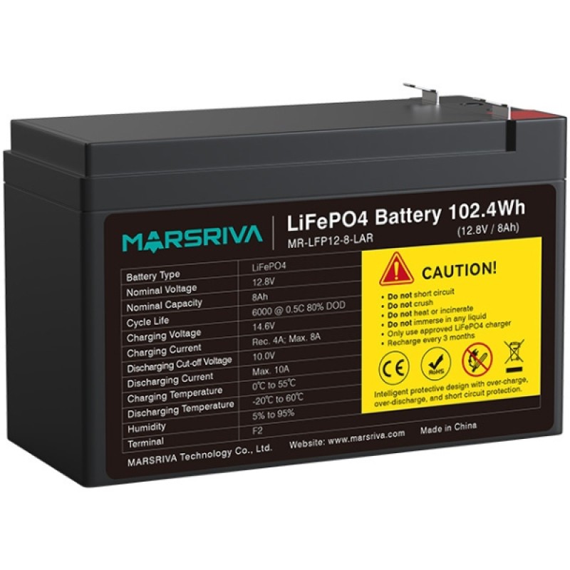 Акумуляторна батарея Marsriva 12.8V, 8.0A, літієва батарея