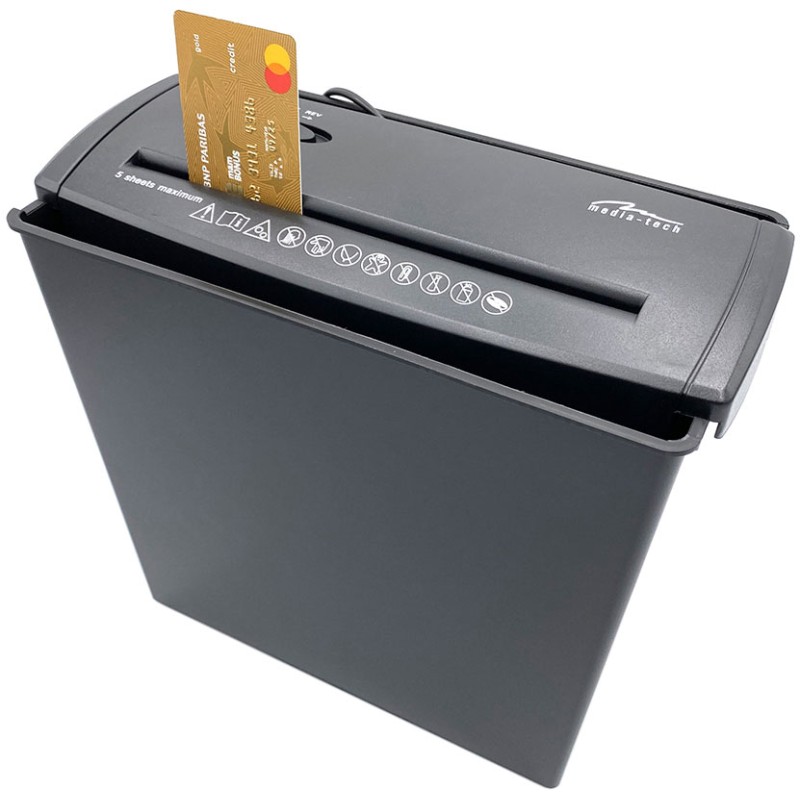 Знищувач документів Media-Tech MT215, A4, 80g х 5, CD/DVD, 9,5 л., P-1, O-1