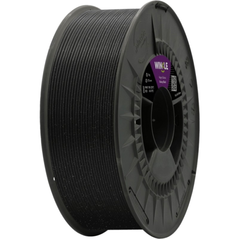 Пластик (Filament) WINKLE PLA HD 1кг, 1.75мм, блискучий, галактично-чорний