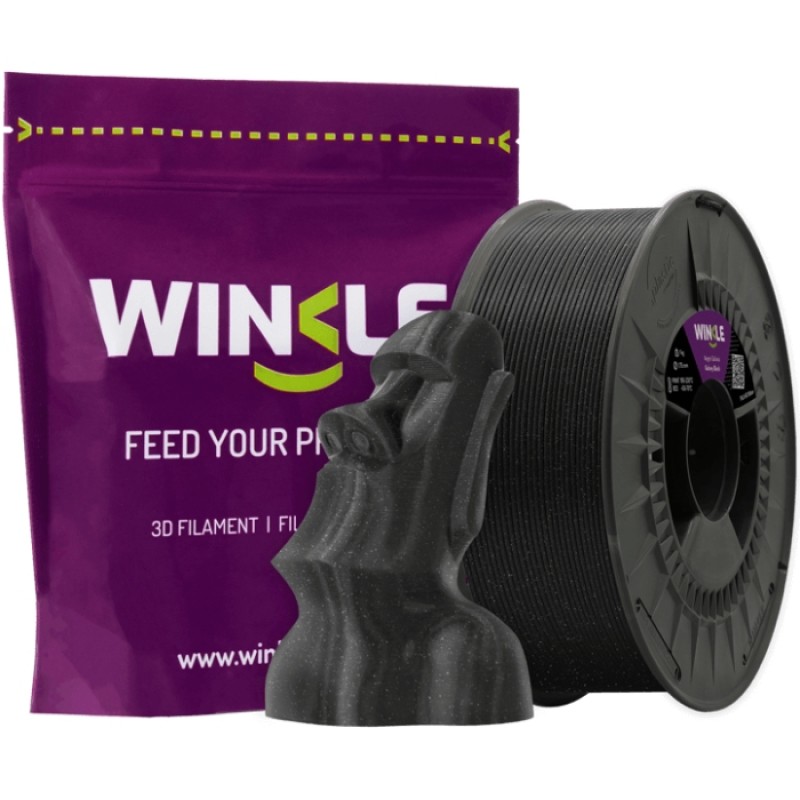 Пластик (Filament) WINKLE PLA HD 1кг, 1.75мм, блискучий, галактично-чорний