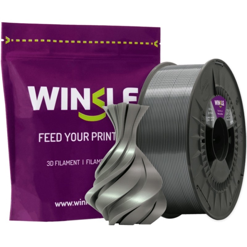 Пластик (Filament) WINKLE PLA SILK 1кг, 1.75мм, ртутно-срібний
