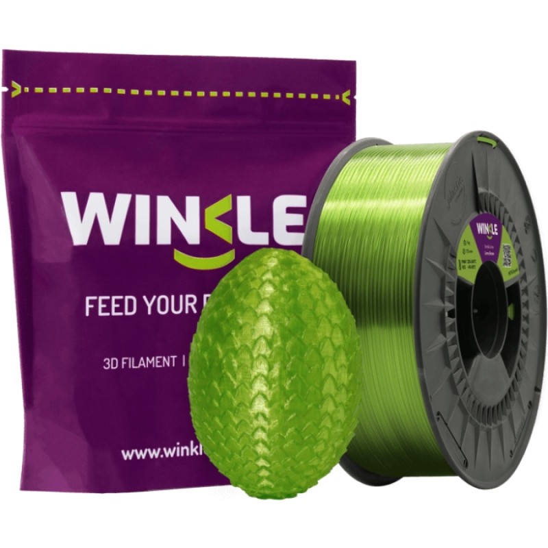 Пластик (Filament) WINKLE PETG CRYSTAL 1кг, 1.75мм, лаймово-зелений