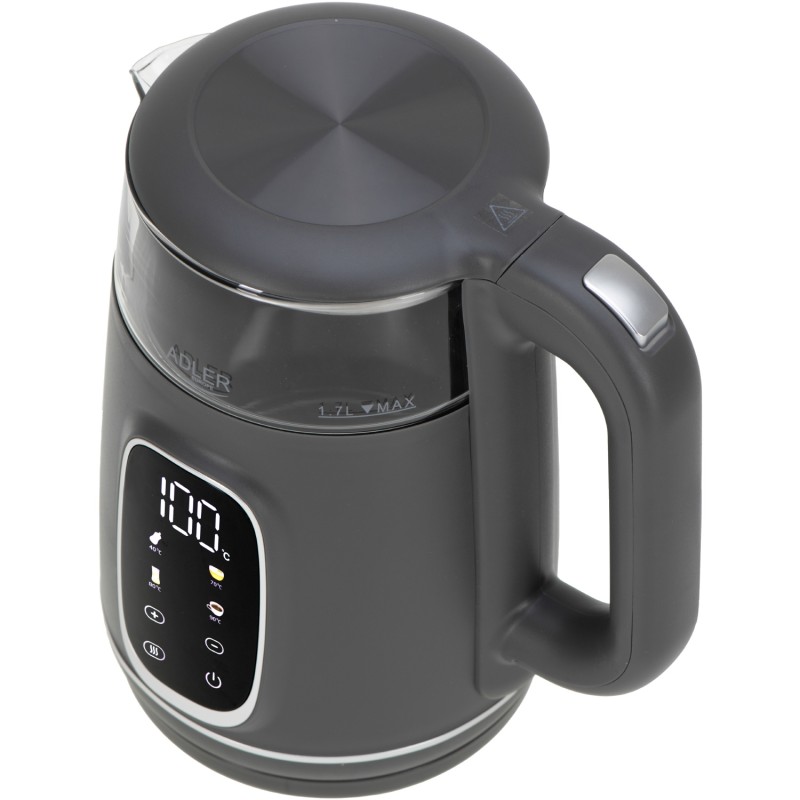 Електрочайник Adler AD 1305 grey 1850-2200Вт/ 1.7л/ скло/ встановлення температури/ Електрочайник Adler AD 1305 grey 1850-2200Вт/ 1.7л/ скло/ встановлення температури/