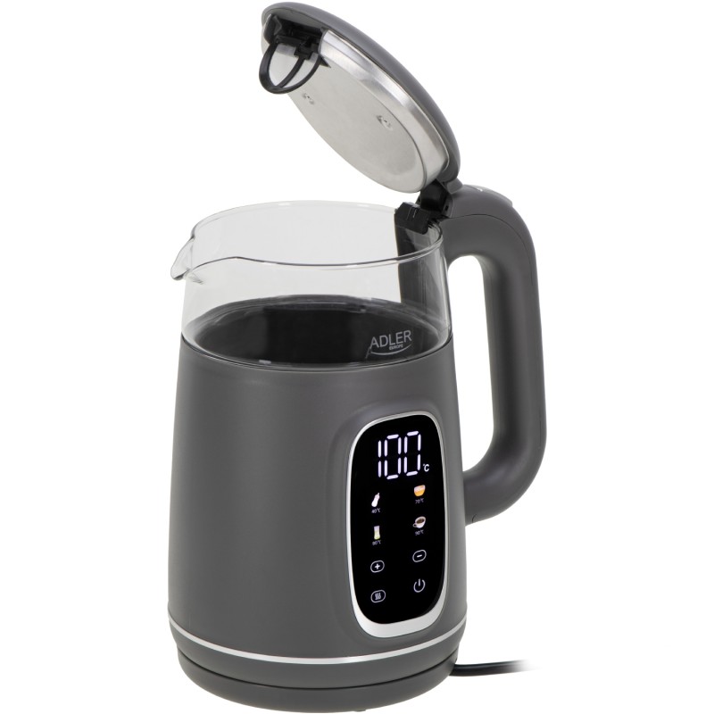 Електрочайник Adler AD 1305 grey 1850-2200Вт/ 1.7л/ скло/ встановлення температури/ Електрочайник Adler AD 1305 grey 1850-2200Вт/ 1.7л/ скло/ встановлення температури/