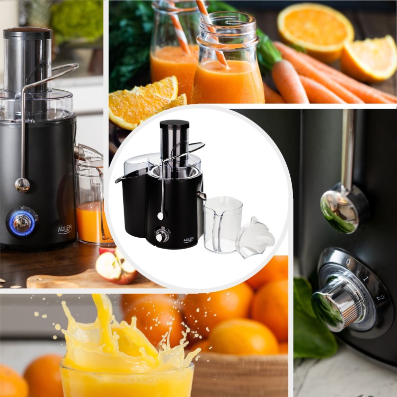 Соковитискач Adler AD 4127 black 1000Вт/ контейнер для соку-1л/ контейнер для м'якот-2л/і чорний Соковитискач Adler AD 4127 black 1000Вт/ контейнер для соку-1л/ контейнер для м'якот-2л/і чорний