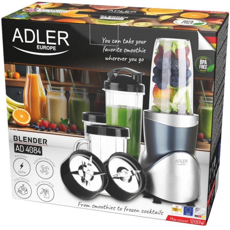 Фітнес-блендер (стаціонарний блендер) Adler AD 4084 500 Вт, 4 скляні ємності