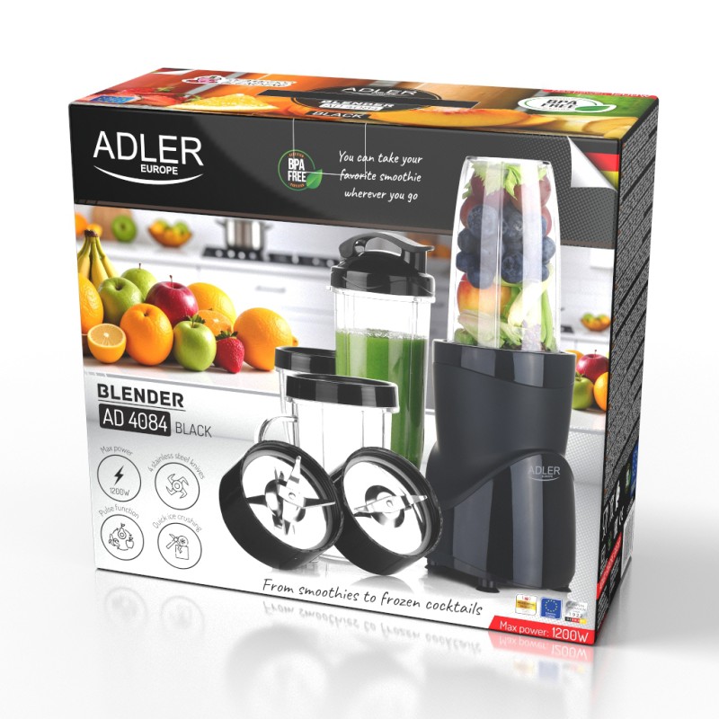 Фітнес-блендер (блендер для смузі) Adler AD 4084 500 Вт, чорний Фітнес-блендер (блендер для смузі) Adler AD 4084 500 Вт, чорний
