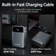 УМБ Vention 20000mAh 65W PD,QC3.0,USB-A,1хUSB-C In/Out, with Built-in USB-C Cable, LED Display,Black УМБ Vention 20000mAh 65W PD,QC3.0,USB-A,1хUSB-C In/Out, with Built-in USB-C Cable, LED Display,Black