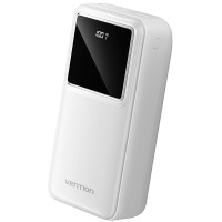 УМБ Vention 30000mAh 22.5W, PD,QC3.0, Micro-USB,USB-C,2xUSB-A,LED Display White