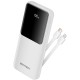 УМБ Vention 10000mAh 22.5W PD,Micro-USB,USB-C,2xUSB-A,Built-in USB-C+Lightning Cables White
