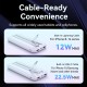 УМБ Vention 10000mAh 22.5W PD,Micro-USB,USB-C,2xUSB-A,Built-in USB-C+Lightning Cables White