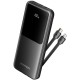 УМБ Vention 10000mAh 22.5W PD, Micro-USB,USB-C,2xUSB-A,Built-in USB-C+Lightning Cables Black
