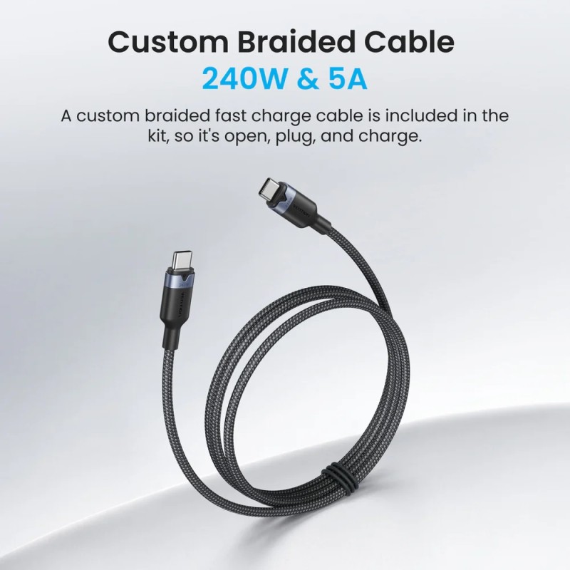 Зарядний пристрій 4xUSB 140W GaN (3хUSB-C+USB-A) + USB-C cable М-М White Vention