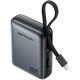 УМБ Vention 10000mAh 45W PD, QC3.0 USB-C In/Out, with Built-in USB-C and Lightning Cables Gray