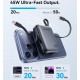 УМБ Vention 10000mAh 45W PD, QC3.0 USB-C In/Out, with Built-in USB-C and Lightning Cables Gray