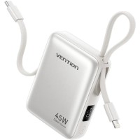 УМБ Vention 10000mAh 45W PD, QC3.0 USB-C In/Out, with Built-in USB-C and Lightning Cables Beige