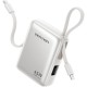 УМБ Vention 10000mAh 45W PD, QC3.0 USB-C In/Out, with Built-in USB-C and Lightning Cables Beige