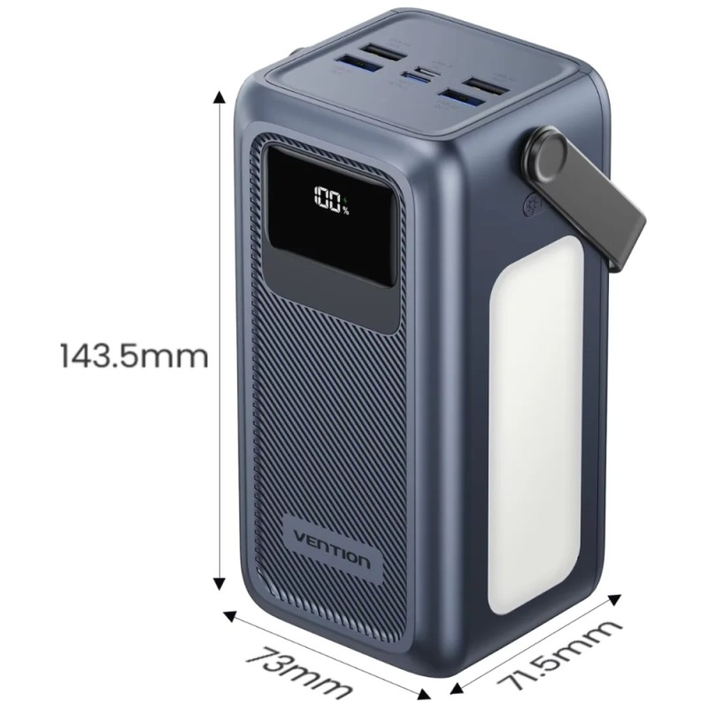 УМБ Vention 50000mAh 22,5W PD,QC, 4xUSB-A/Micro-B/USB-C/ with Built-in cables Gray