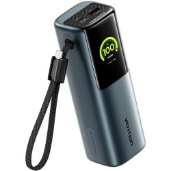 УМБ Vention 20000mAh 165W PD3.1, USB-A, USB-C In/Out, with Built-in USB-C cable, TFT Display, Gray