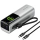 УМБ Vention 27000mAh 200W PD3.1, USB-A, USB-C In/Out, with Built-in USB-C Cable, TFT Display, Silver