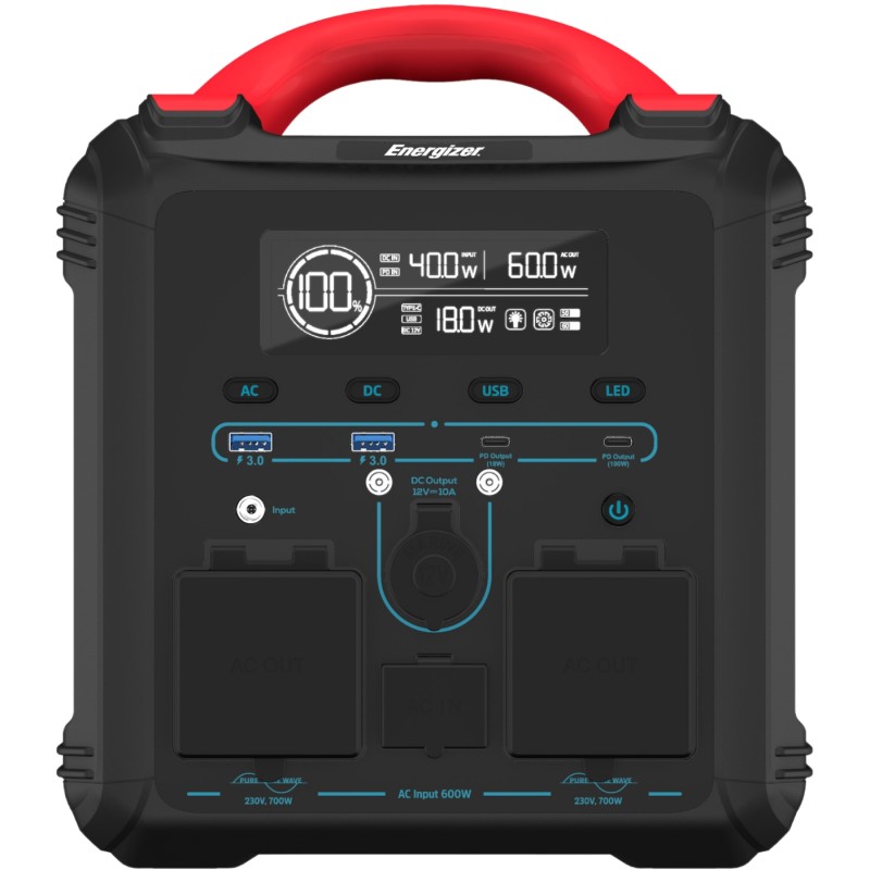 Зарядна станція Energizer 700Вт (551Вт/г) AC, LMFP,MPPT,USB-C PD 100Вт