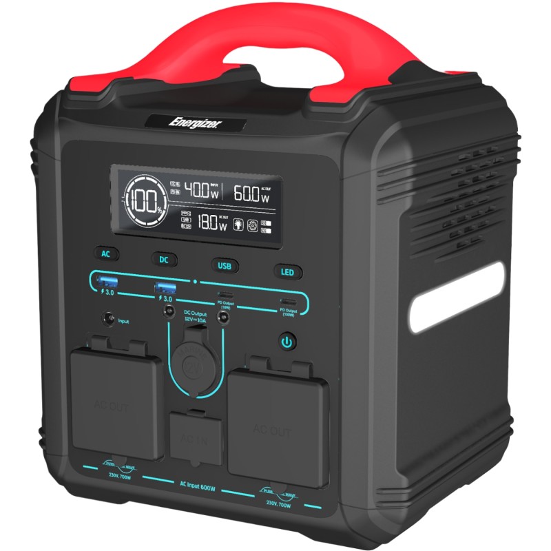 Зарядна станція Energizer 700Вт (551Вт/г) AC, LMFP,MPPT,USB-C PD 100Вт Зарядна станція Energizer 700Вт (551Вт/г) AC, LMFP,MPPT,USB-C PD 100Вт