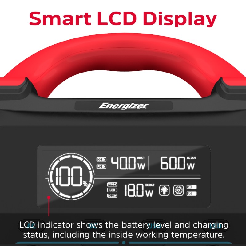 Зарядна станція Energizer 700Вт (551Вт/г) AC, LMFP,MPPT,USB-C PD 100Вт Зарядна станція Energizer 700Вт (551Вт/г) AC, LMFP,MPPT,USB-C PD 100Вт
