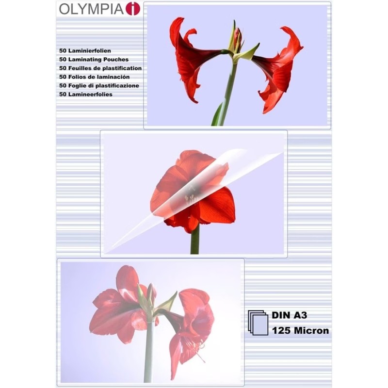 Плівка для ламінування Olympia Laminating Pouches, A3, 125 Mic, 50 pcs