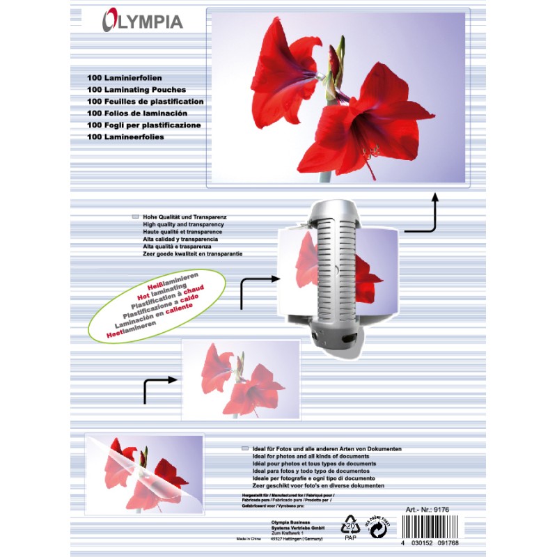 Плівка для ламінування Olympia Laminating Pouches, A4, 125 Mic, 100 pcs