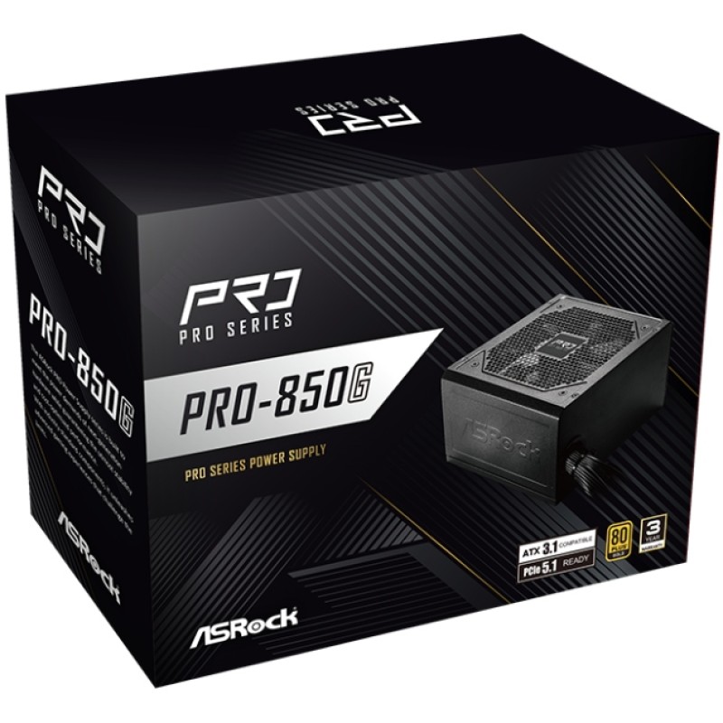 БЖ 850W ASRock PRO PRO-850G 120mm, 80+ Gold, Retail
