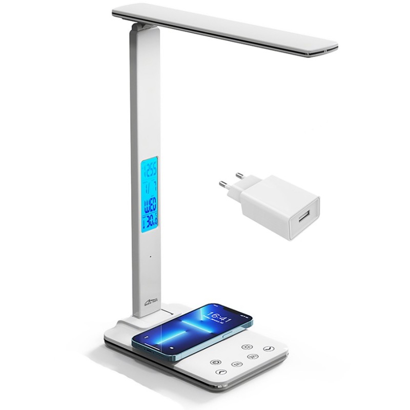 LED лампа настільна Media-Tech LEDITOU MT222, 4W 6500K, 15W QI з вбудованим WRL, біла