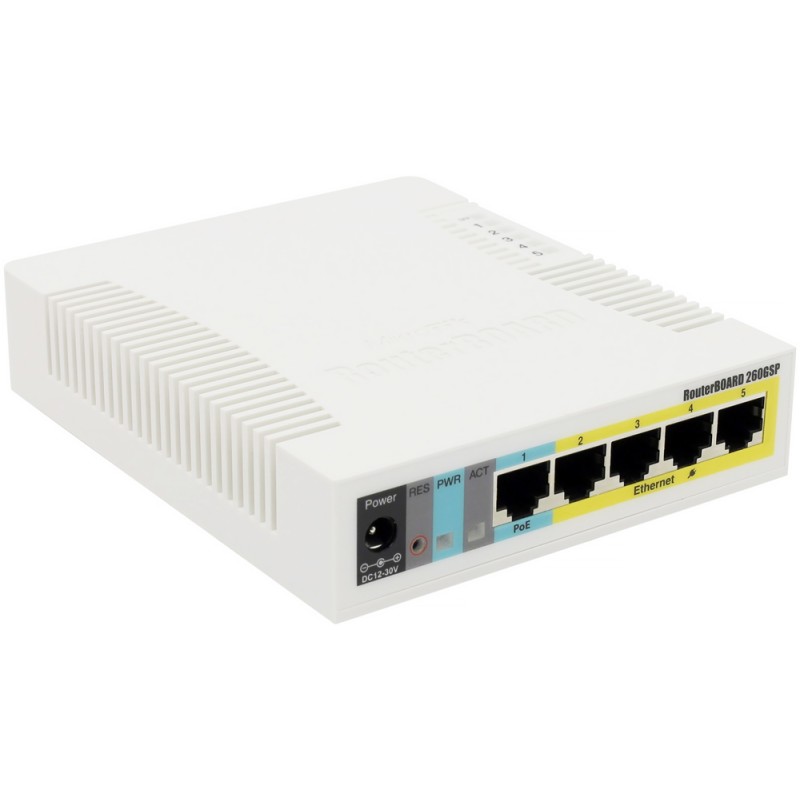 Комутатор (мережевий свіч) Mikrotik RB260GSP 5 Gigabit-портів