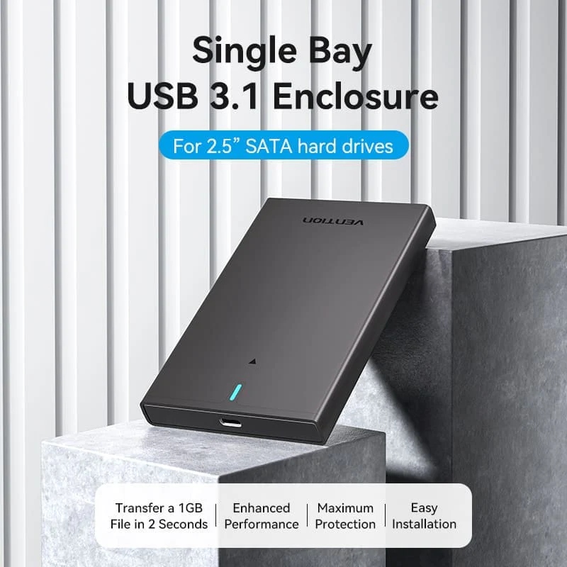 Зовнішня кишеня (бокс) Vention Type-C 3.1 Gen 2-C для 2.5" HDD/SSD, чорна Зовнішня кишеня (бокс) Vention Type-C 3.1 Gen 2-C для 2.5" HDD/SSD, чорна
