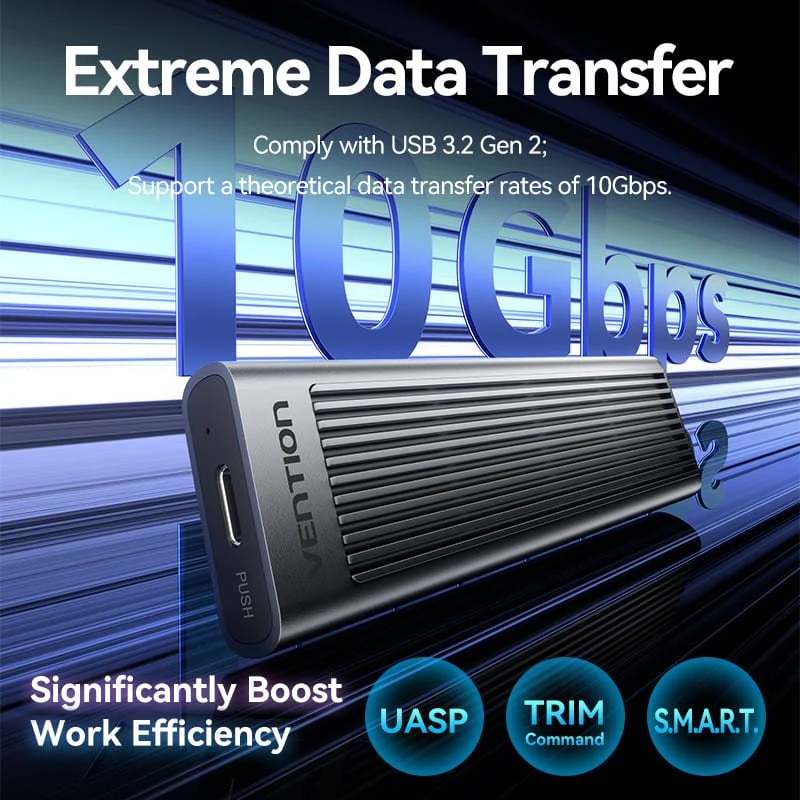 Зовнішня кишеня (корпус) Vention для SSD M.2 NVMe, Type-C 10 Гбіт/с, сіра